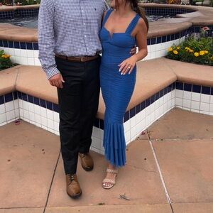 Royal Blue, ruched dress, size small!